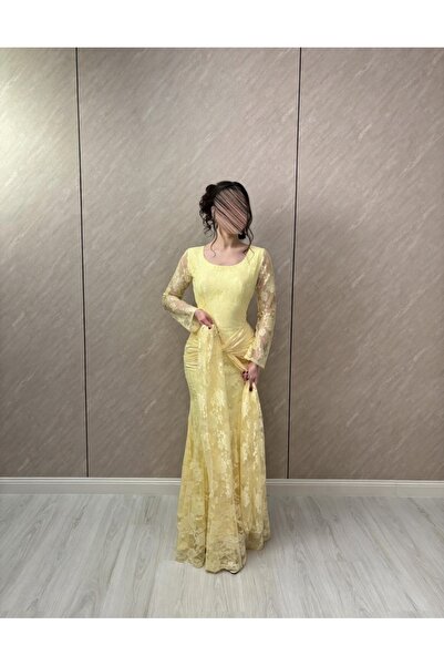ALANOOD Long evening dress with Lace and long sleeves