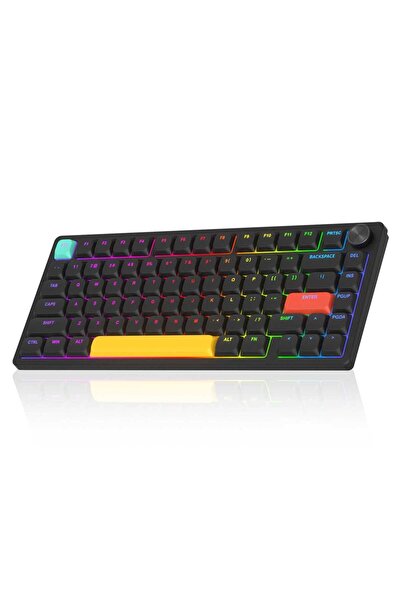 Timebox Tastatură mecanică ultra-subțire wireless, cu timebox 75%, RGB, profi...