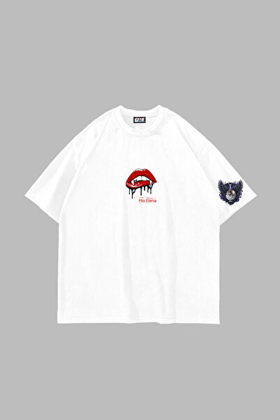 Sekizbiraltı Tricou alb unisex supradimensionat cu imprimeu Elena