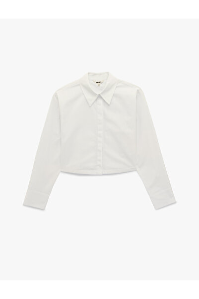Koton Women's Long Sleeve Crop Shirt