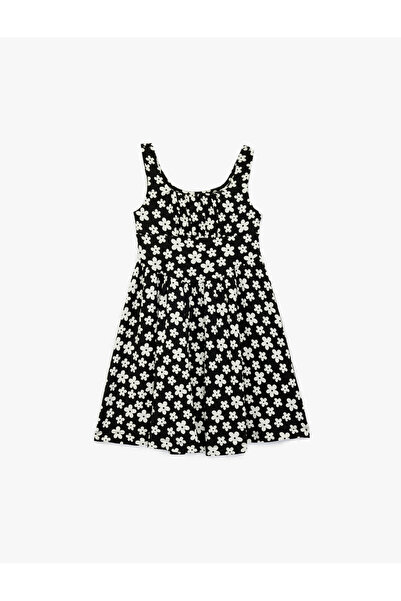 Koton Girl'S Black Design Strappy Floral Dress