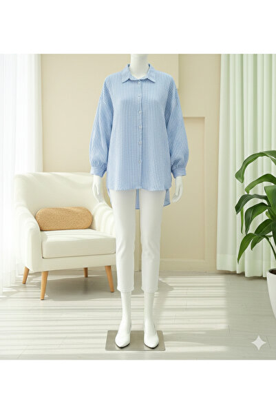 bellura Striped Long Back Loose Shirt