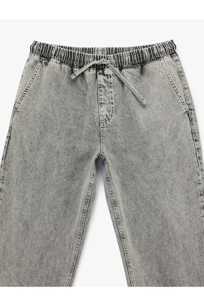 Koton Men'S Grey Drawstring Baggy Jeans