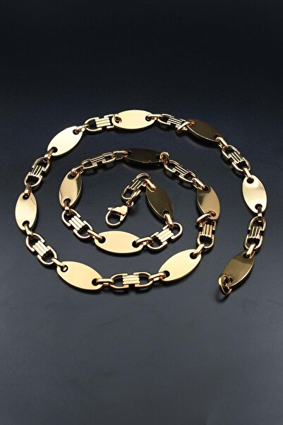 Prestige Gemici Model Paslanmaz Çelik Kolye Zincir Altın Kaplama 10Mm 902600