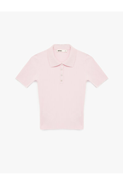 Koton Women'S Pink Polo Neck Knitted Sweater