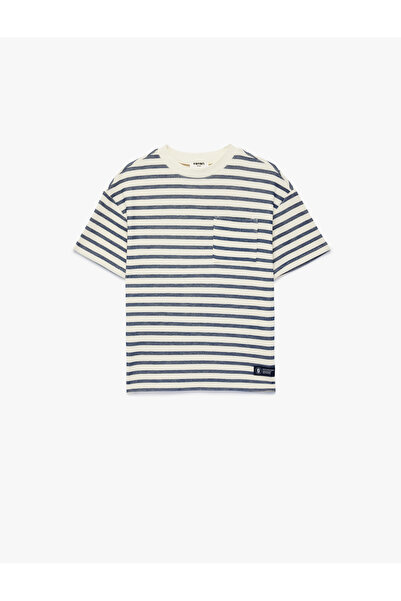 Koton Boy'S Ecru Stripe Striped Oversized T-Shirt