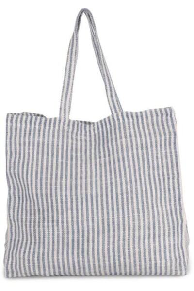 OEM Beach Bag Beige with Stripes, 45x45cm, Interior Pocket