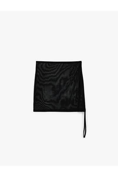 Koton Women'S Black Tulle Pareo Skirt