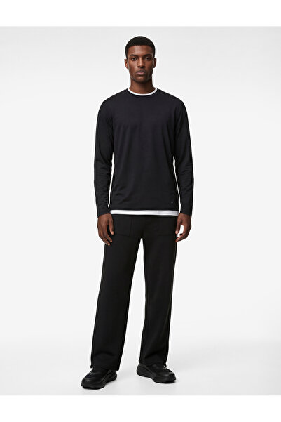 Koton Men'S Black Wide Leg Sport Sweatpants