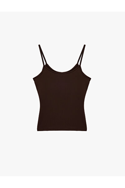 Koton Women'S Brown Basic Tank Top