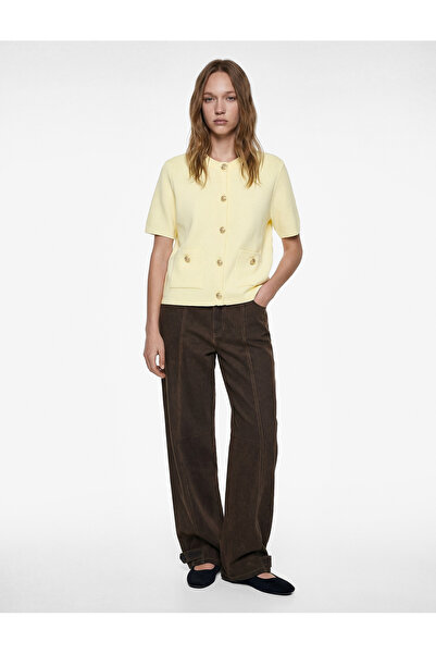 Koton Buttoned Pocketed Crew Neck Short Sleeve Knitwear Cardigan