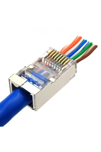 OEM Mufa RJ45 FTP /SFTP CAT6 Pass-Through Firele trec prin mufa 8P8C metalica...