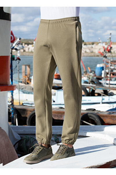 Masimar Мъжки бежови памучни спортни панталони