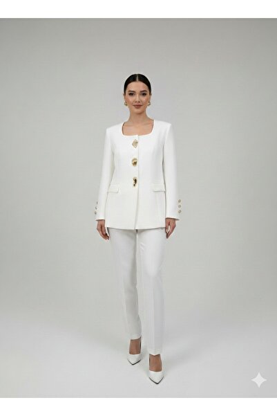 Moda İlgi MODAİLGİ Kare Yaka Uzun Kol Ceket 75014