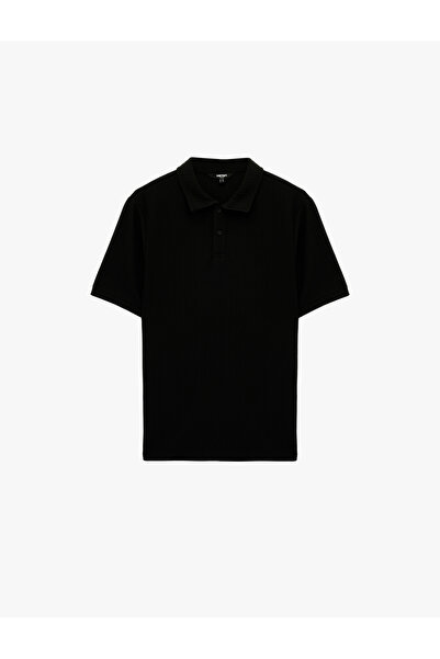 Koton Men'S Black Polo Neck T-Shirt