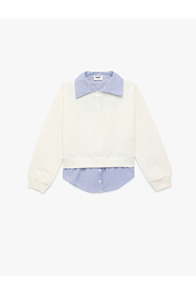 Koton Girl'S Ecru Shirt Detail Sweatshirt