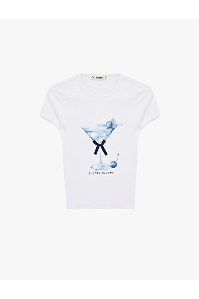 Koton Women'S Ecru Teenage Tshirt Ss