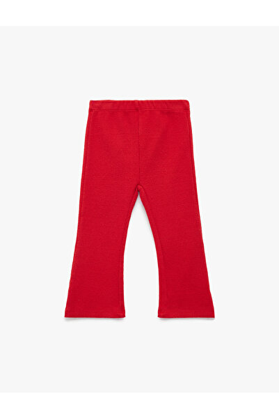 Koton Baby Girl'S Red Beli Lastikli Pamuklu Fitilli Tayt
