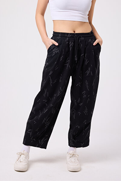 Superbluemexico Women's Street Style Baggy Trousers with Cuff Detail