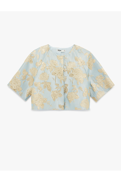 Koton Women'S Blue Design Crop Jacket