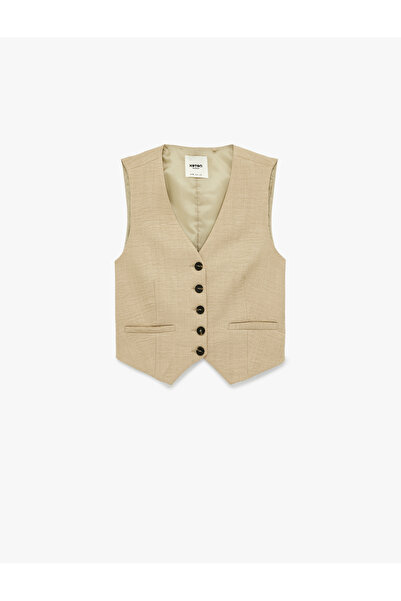 Koton Women'S Khaki Blazer Vest