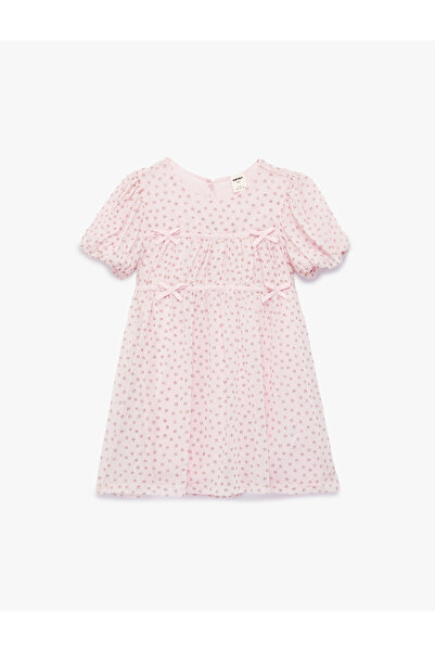 Koton Baby Girl'S Pink Design Bowtie Detail Floral Dress