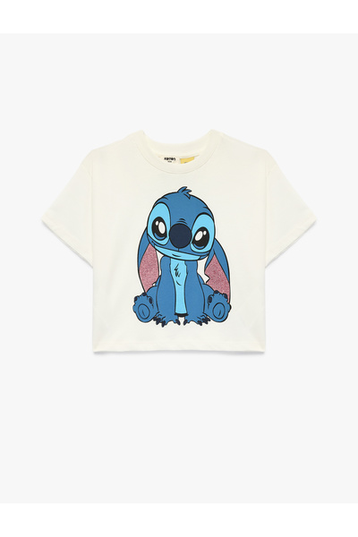Koton Girl'S Ecru Licensed Stitch T-Shirt