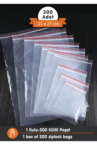 PackMai 21x27 cm ETHEX Kilitli Poşet 300 Adet Şeffaf Paketleme ve Saklama Poş...
