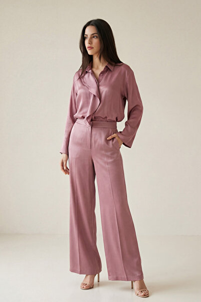 Setre Dusty Rose Patterned Relaxed Fit Trousers