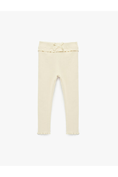 Koton Baby Girl'S Beige Bowtie Detail Leggings