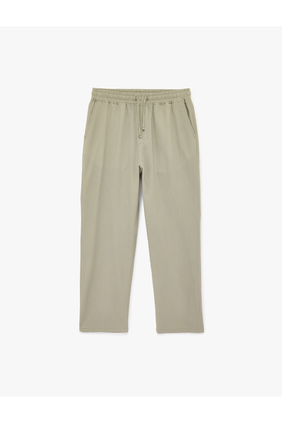 Koton Men'S Khaki Drawstring Chino Trousers