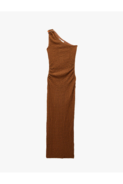 Koton Women'S Brown One Shoulder Maxi Dress