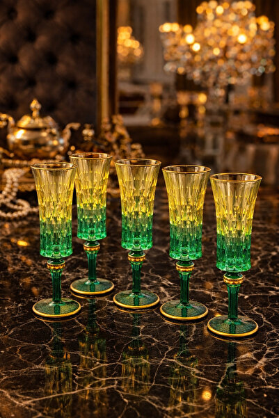 YzHome Set of 6 Colored Coffee Cups with Glass Legs 180ml