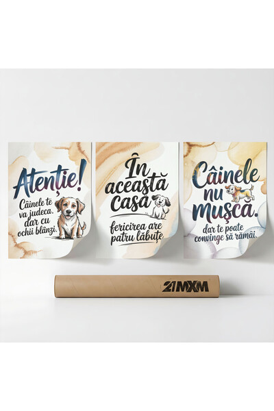 21mxm Set 3 Postere Decorative 'Casa Cainelui 03', Material Textil, 30 x 40 c...