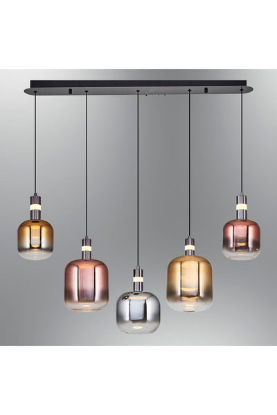 Özcan Aydınlatma 2851-5AS-28 Daruu 5'li Sıralı Cam Sarkıt Mixed