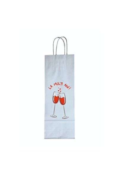 Gamma Print Set 10 pungi cadou pentru sticla de vin, La multi ani, 14x39x8 cm