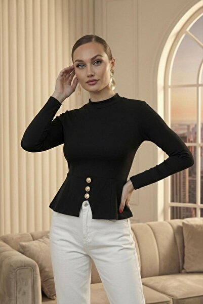 DOEDA MODA New Product Turtleneck Front Slit Accessory Detailed Modal Fabric ...