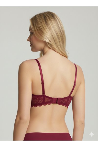 Viuma Women's Burgundy V620161 Milan Underwire Push up / Padded Lace Comfy Bra