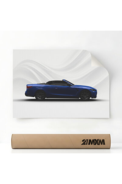 21mxm Poster Auto Premium - 1746 M4 Cabriolet 2025 G83 Albastru – Minimalist,...