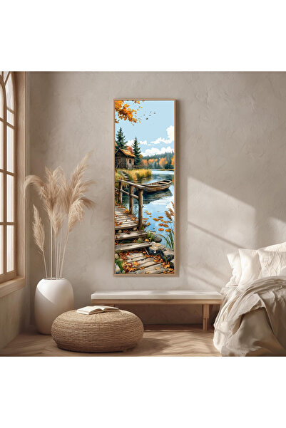 Dekorsiahome Ahşap Çerçeveli Panoramik Oturma Odası Salon Tablosu UZ0402