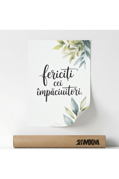 21mxm Poster 'Fericiti Cei Impaciuitori' Pe Panza Mata – Design Minimalist, 3...