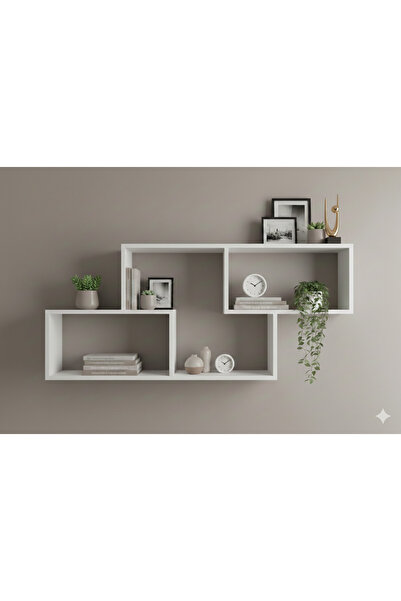 Çamsan Rafixa Beyaz Üçlü Geçmeli Duvar Rafı - Modern Kitaplık ve Dekoratif Ob...