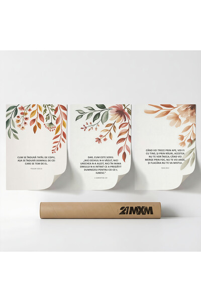 21mxm Set 3 Postere Decorative 'Cuvinte De Credinta 03', Material Textil, 30 ...