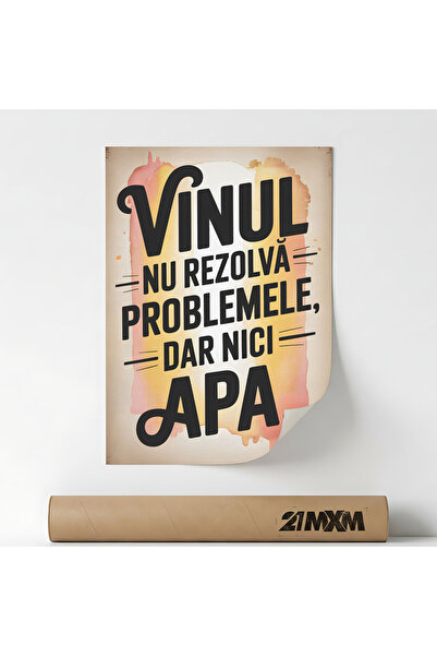 21mxm Poster cu mesaj comic pentru bucatarie, Vinul Nu Rezolva Problemele, A4...