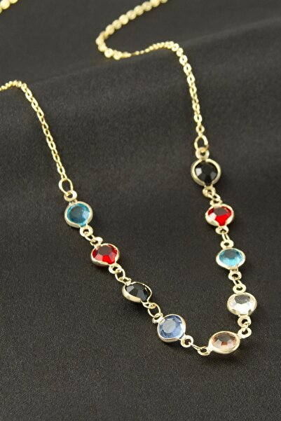 Marsilyan Round Crystal Stone Necklace Ilkel-Bjt940