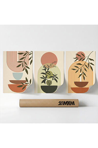 21mxm Set 3 Postere Decorative Boho 'Sun-Moon-Celestial 34', Material Textil,...