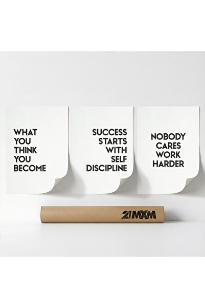 21mxm Set 3 Postere Decorative „Minimal Motivation 09”, Material Textil, 30 x...