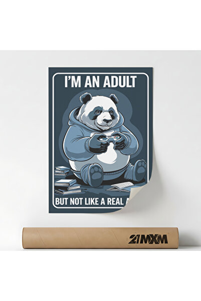 21mxm Poster Deco '65 Panda - I Am An Adult ', Material Textil, 30 x 40 cm, F...
