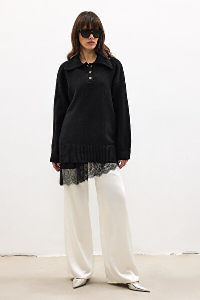 Touché Privé Polo Collar Buttoned Knitwear Sweater