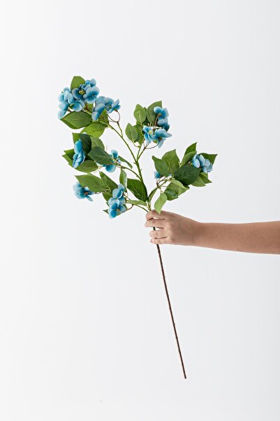 Güleç Yapay Çiçek Yapay Lux Menekşe Dalı Mavi 80 cm 5 Yaprak